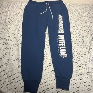 Dark blue Dunder Mifflin (The office) sweatpants.